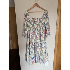 Baltic Born Marta Smocked Midi Dress Size 1XL Summer Floral Flowy Tiered